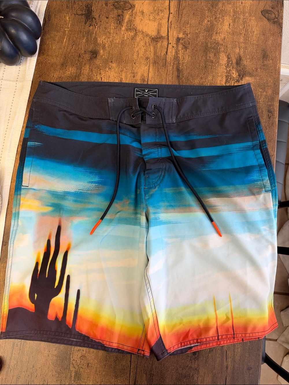 American Eagle Outfitters Men's Boardshorts - Blue, Orange, Yellow